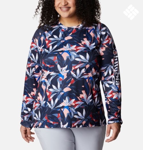 Women's Columbia PFG Super Tidal Tee II Long Sleeve Sweatshirts Flower | Plus Size CA-Q3C01